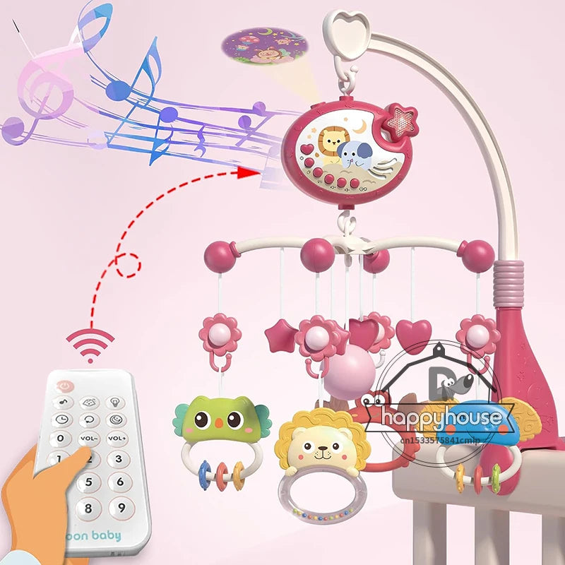 Baby Crib Mobile with Lights Music  Projection for Infants 0-6 Months Remote Control Crib Toys for Newborn Baby Mobile for Crib