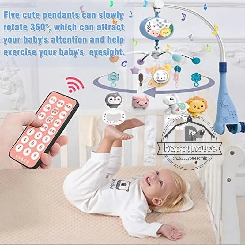 Baby Crib Mobile with Lights Music  Projection for Infants 0-6 Months Remote Control Crib Toys for Newborn Baby Mobile for Crib