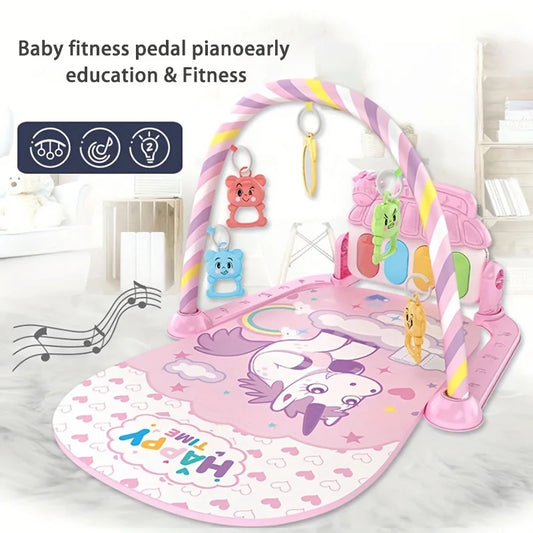 Baby fitness stand toy, newborn baby music, pedal piano, crawling mat, baby toy