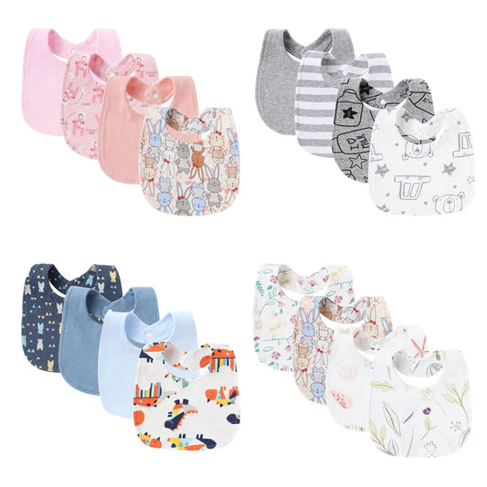 4Pcs Baby Bibs Burp Clothes Cotton Newborn Bibs for Girls Boys Baby Stuff Infant Accessories Toddler Saliva Towels Baby Care